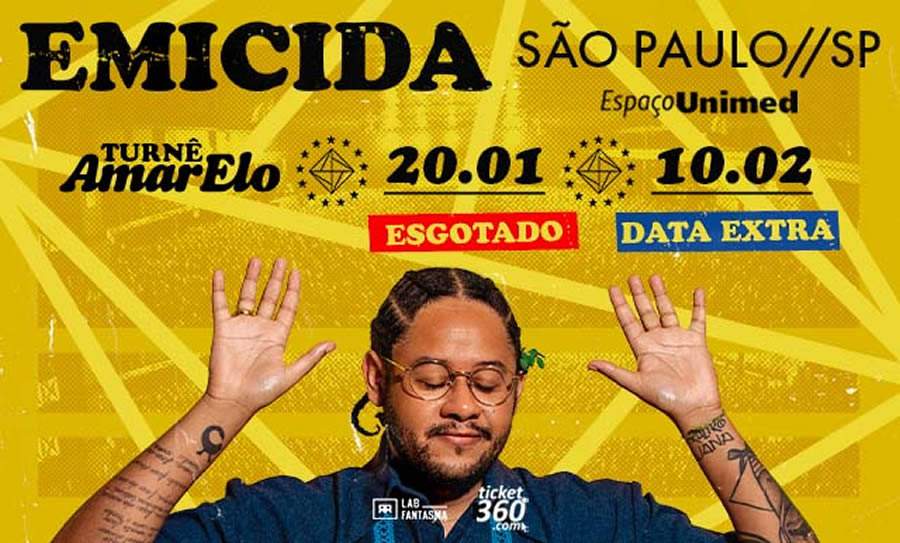 Emicida anuncia data extra do show de AmarElo no Espaço Unimed, em São Paulo