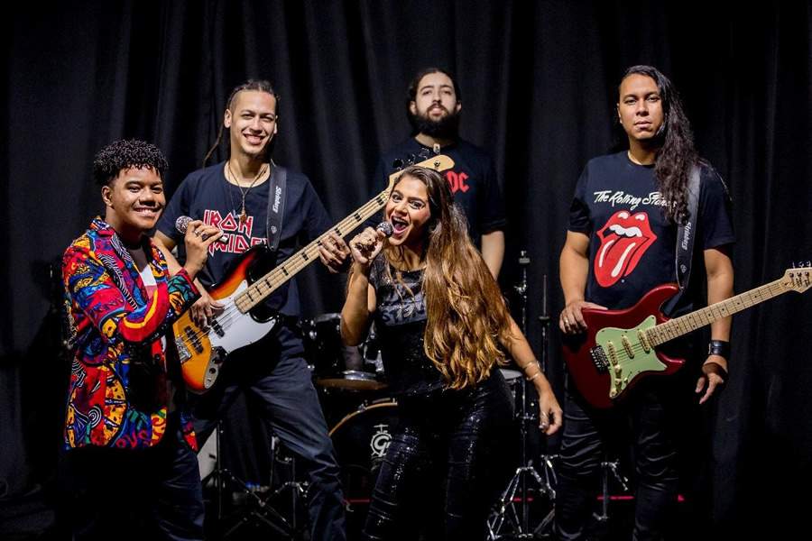 Elenco do musical “Rock para Crianças - A História do Rock”, que conta com o apoio da BB Seguros