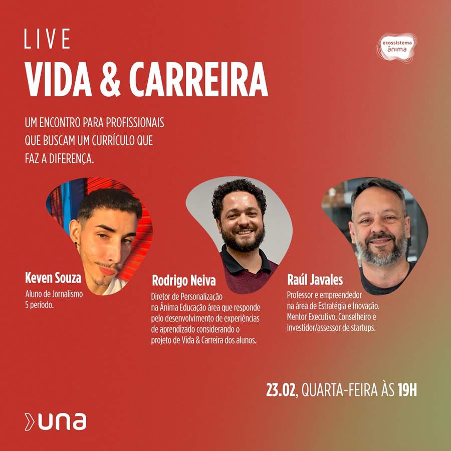 Una fará live “Vida &amp; Carreira” sobre o profissional do futuro