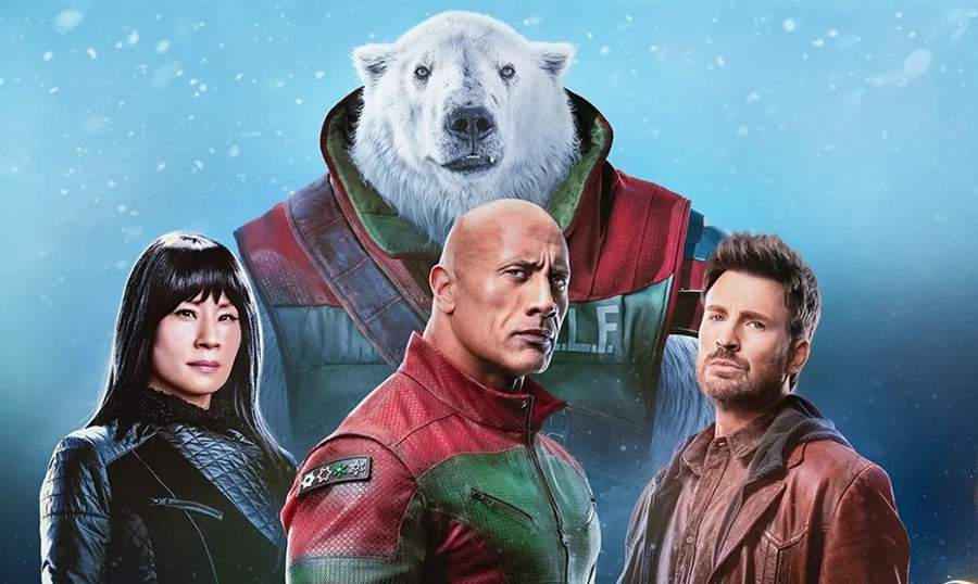 Operação Natal é estrelado por Dwayne Johnson, Chris Evans e Lucy Li. Crédito: Divulgação Shopping Villagio Caxias