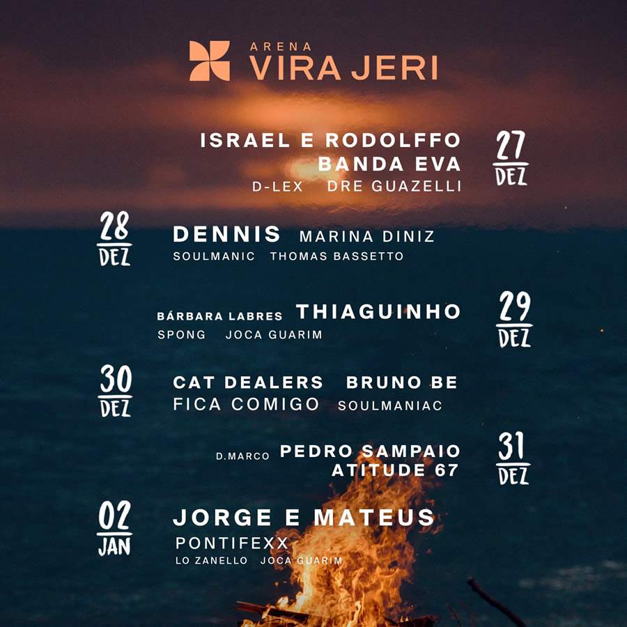 Jorge Mateus, Thiaguinho, Vintage Culture, Pedro Sampaio, Banda Eva, Cat Dealers e Dennis DJ são algumas das atrações do novo Réveillon ViraJeri