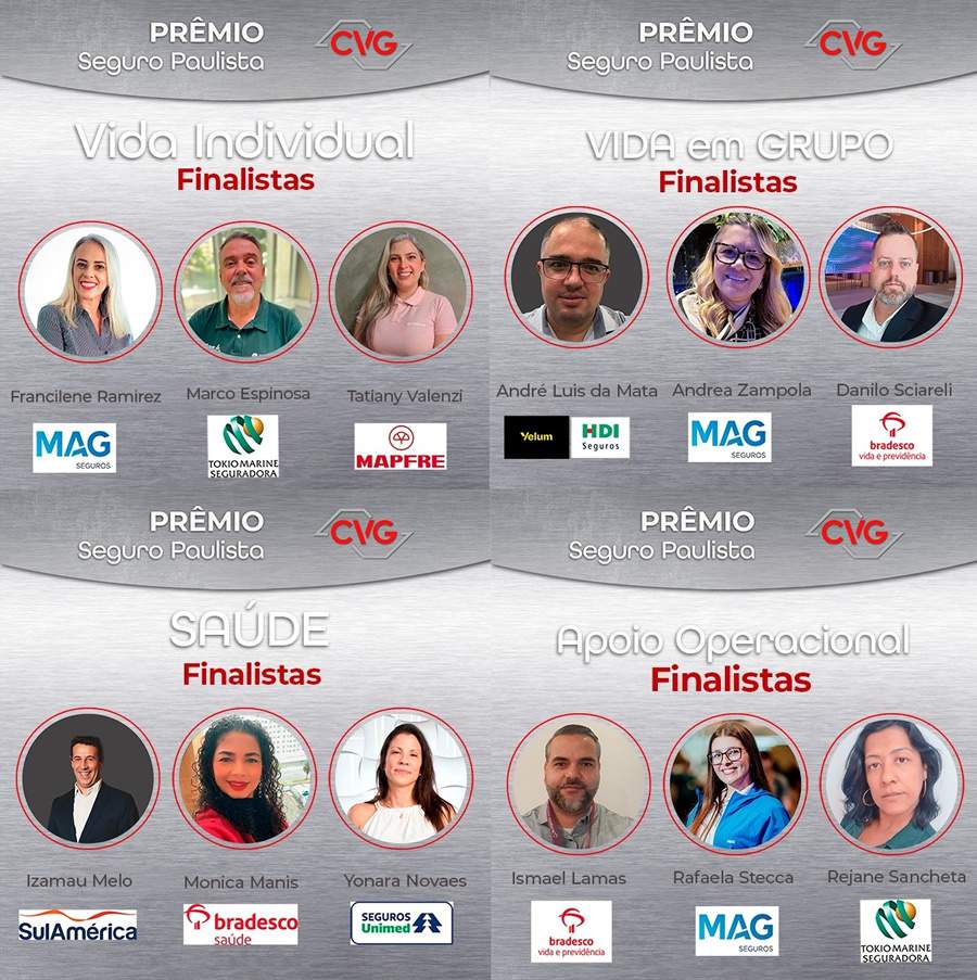 Prêmio Seguro Paulista_montagem finalistas - Crédito: Divulgação CVG-SP 