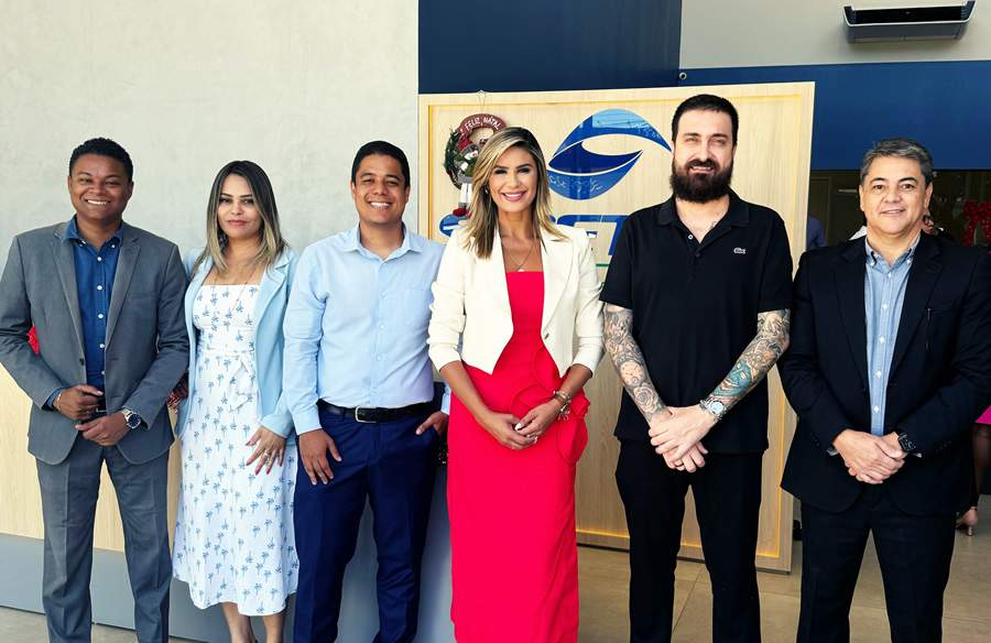 Darjan Duarte (coordenador Comercial da Simetria Brasil), Cristiane Afonso (coordenadora da Assessoria Affiance), Weslley Correa (coordenador geral da Simetria), Fabiana Cardoso (diretora Comercial da Affiance), João de Figueiredo (CEO da operadora Plamedh) e Edmilson Mota (gestor Comercial da Simetria)