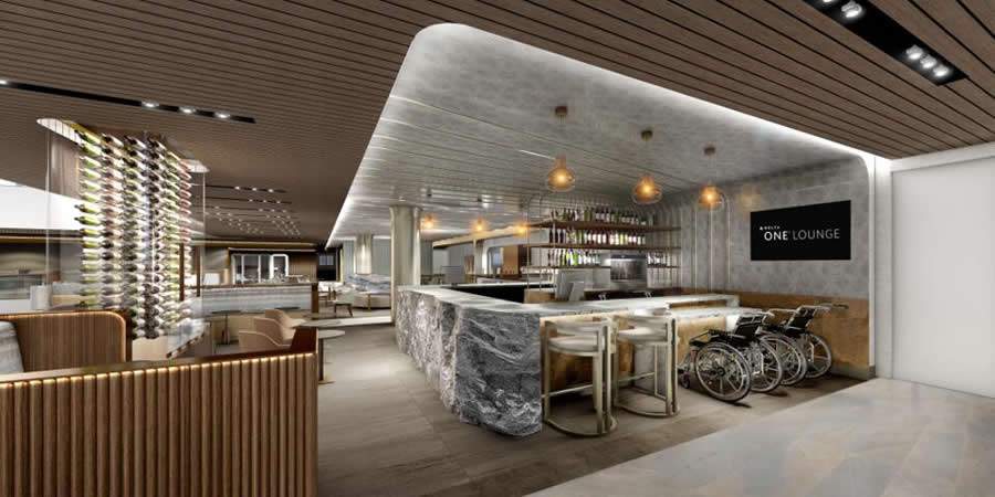 O Delta One Lounge chega a Seattle neste verão do Hemisfério Norte, oferecendo pouco mais de 1 mil metros quadrados e um terraço ao ar livre com vista para o Monte Rainier (Crédito: Delta Air Lines/Divulgação)