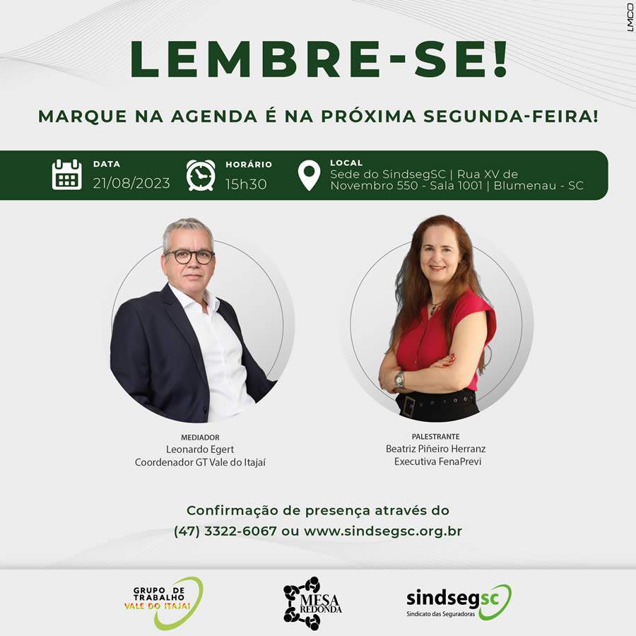 Mesa Redonda com a Diretora Executiva da FenaPrevi é na próxima segunda-feira