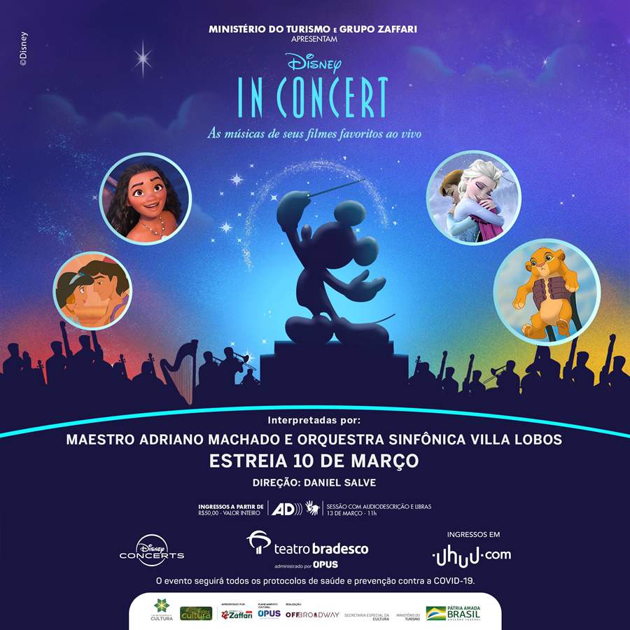 &quot;Disney In Concert - As Músicas de Seus Filmes Favoritos ao Vivo&quot; Volta ao Brasil em Março Para Apresentações no Teatro Bradesco em São Paulo