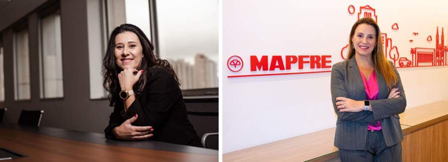 Hilca Vaz, diretora técnica de pessoas da MAPFRE; Carolina de Molla Lorenzatto, diretora comercial de Vida e Previdência da MAPFRE.