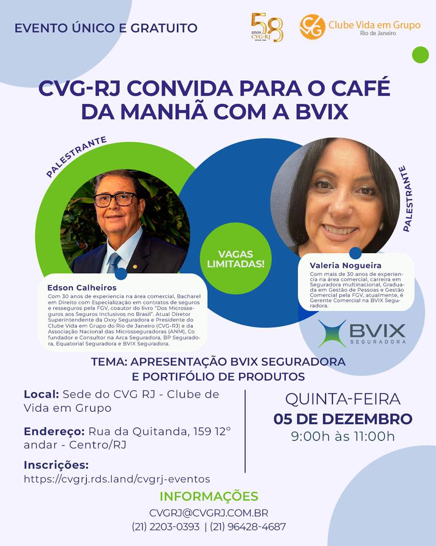 CVG-RJ convida para café da manhã com a BVIX