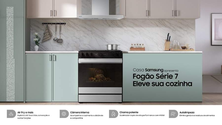 Samsung amplia linha de eletrodomésticos para cozinha com os fogões Série 7 e Série 3