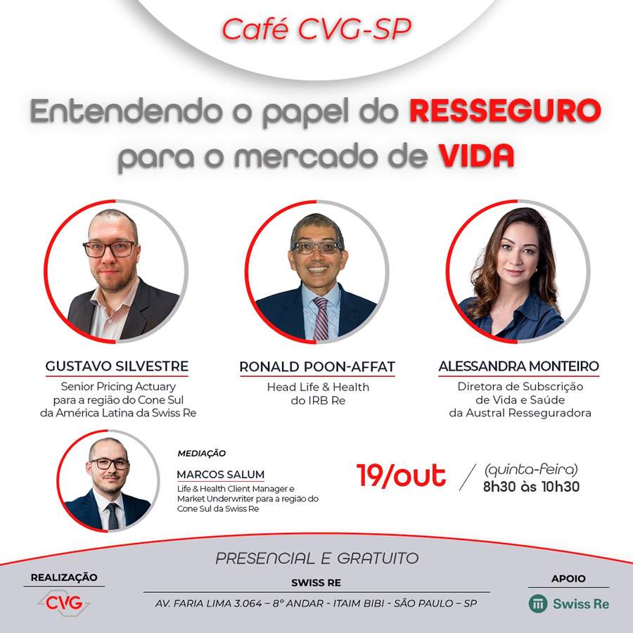 Café CVG-SP discutirá papel do Resseguro para o mercado de Vida