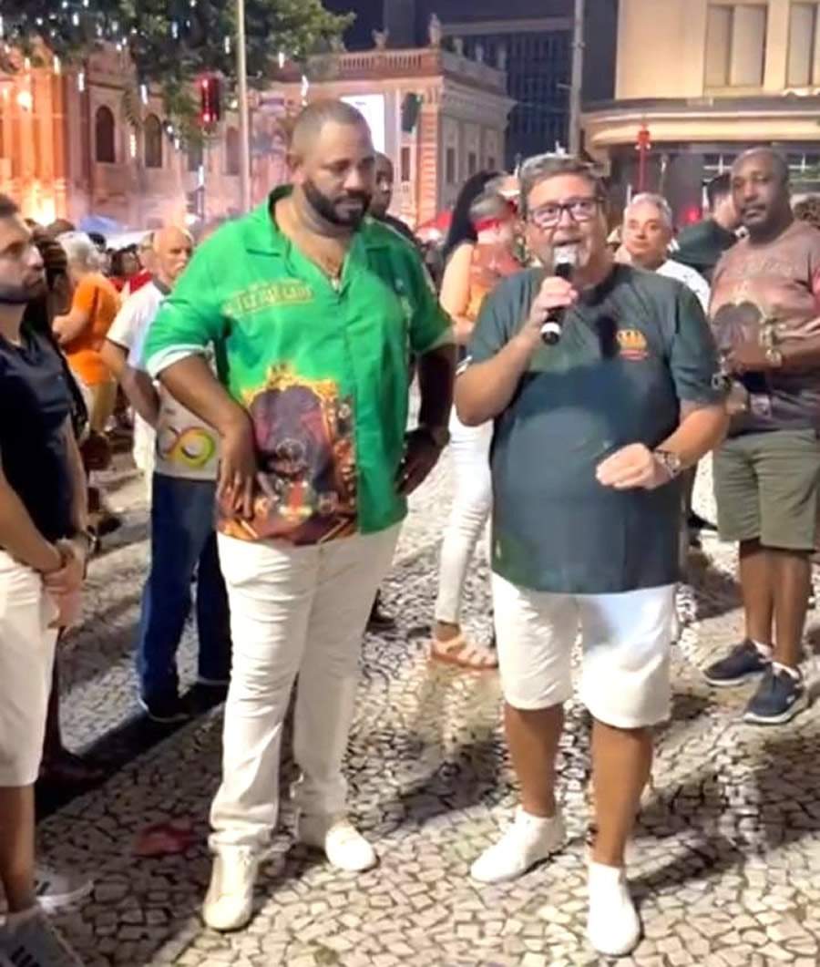 Marcelo Domingues, presidente da Escola de Samba Protegidos da Princesa e Edson Calheiros, presidente do CVG-RJ – Foto: Divulgação