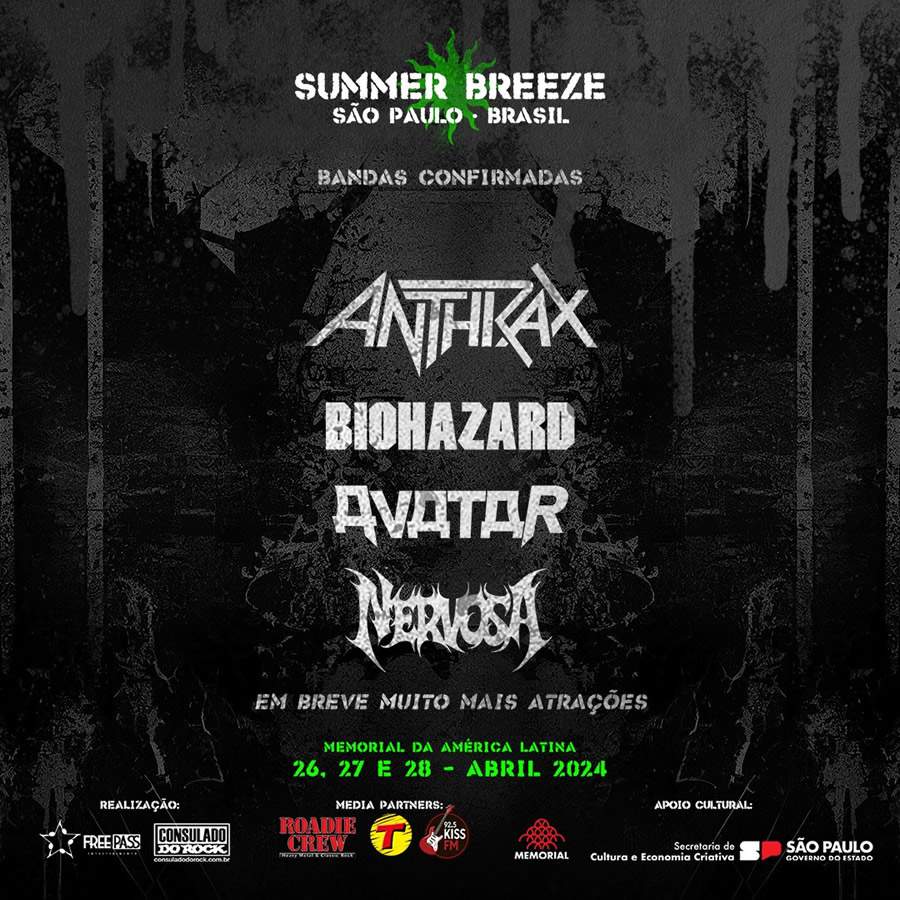 Summer Breeze 2024 Confirma Anthrax e Mais Biohazard, Avatar e Nervosa em Seu Line Up